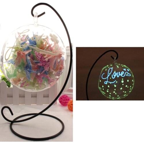 Handmade 99 Pcs Luminous Origami Paper Cranes and Luminous Wishing Bottles Stars Glass Bottles Decoration Birthday Gift