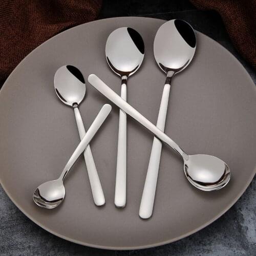 304 stainless steel spoon dessert spoon coffee long handle mixing spoon household dining spoon