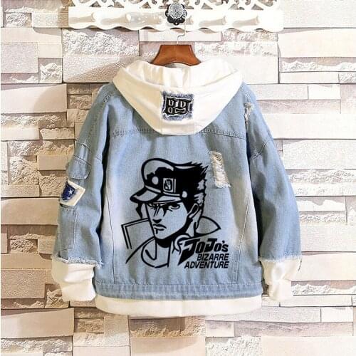 Jojo' Bizarre Adventure Anime and Autumn Clothes Men and Women Casual Loose Denim Jacket Cosplay Hoodies & Sweatshirts