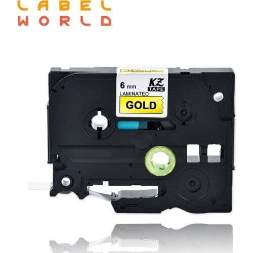 Label World TZe-811 6mm label tape Black on gold tape Compatible for brother P-touch TZ Tze label tape