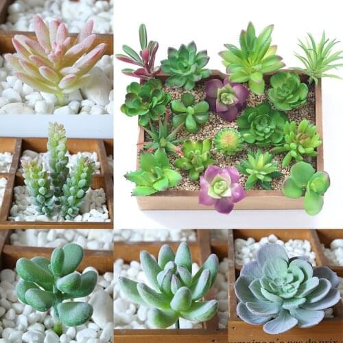 Flocking Artificial Succulents Plant For Living Room Office Garden Desktop Home Decoration DIY Fake PVC Flower Head Accessories
