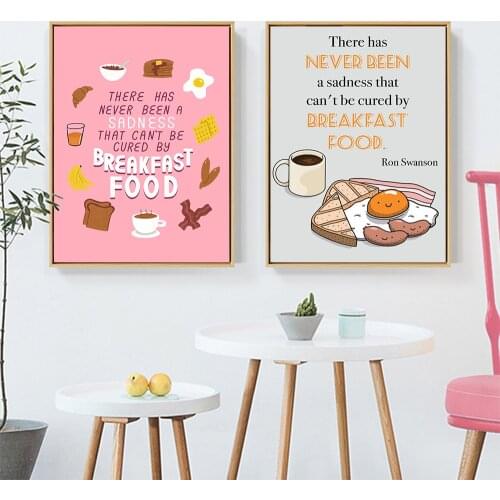 Breakfast Food Quote Art Poster Print Ron Swanson Funny Wall Egg Bread Canvas Painting Bakery Coffee Shop Kitchen Decor Pictures