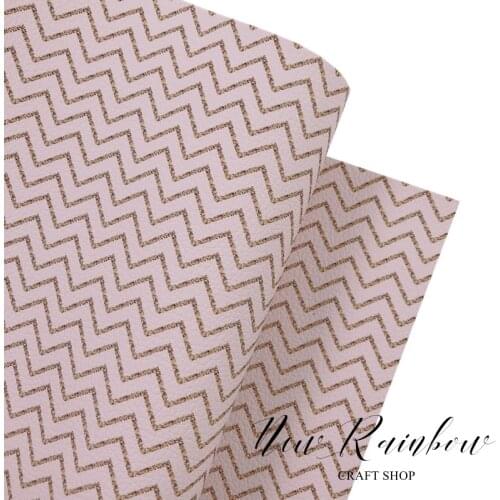 NewRainbow 30x138cm/Roll Pink Waves Printing 1.0mm Litchi Faux Leather Nice for Making Bows, Earrings, Bags and DIY Crafts