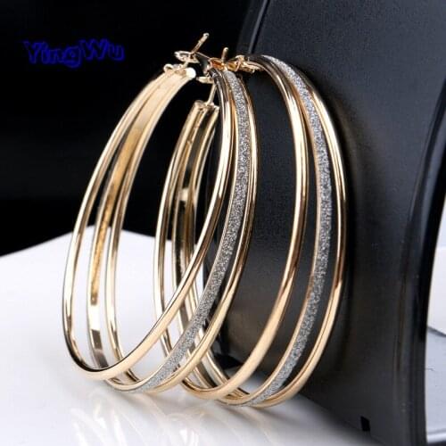 Classic Round Big Hoop Earring 1 Pair Round Loop Circle Gold And silver color Hoop Earring Large Size Punk Earrings For Women
