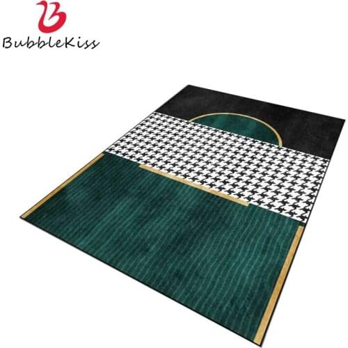 Bubble Kiss Nordic Style Carpet Dark Green Geometric Grid Rugs Living Room Kids Room Mat Carpets Bedroom Decor Non-slip Area Rug