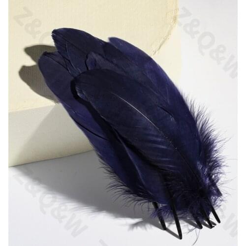 Beautiful 10-15CM Natural Goose Feather Dyed Dark Blue 20-200PCS DIY Jewelry Earrings Accessories Performance Costume Decoration