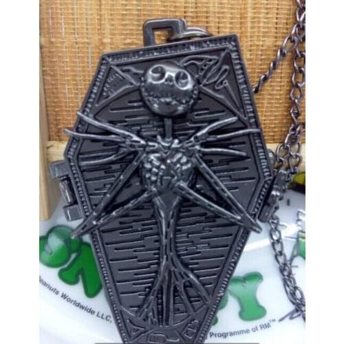 New style Tim Burtons The Nightmare Before Xmas pocket watch necklace women Men gift