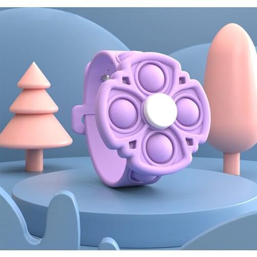 Soft Silicone Stress Reliever Toy Spinner Bracelet Rainbow Colorful Push Bubble Fidget Toy Sensory Squishy Squeeze Toys for Kids