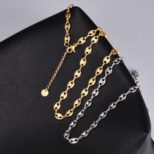 Titanium steel gold-plated acacia bean necklace female clavicle chain simple chain cold wind net red tide accessories