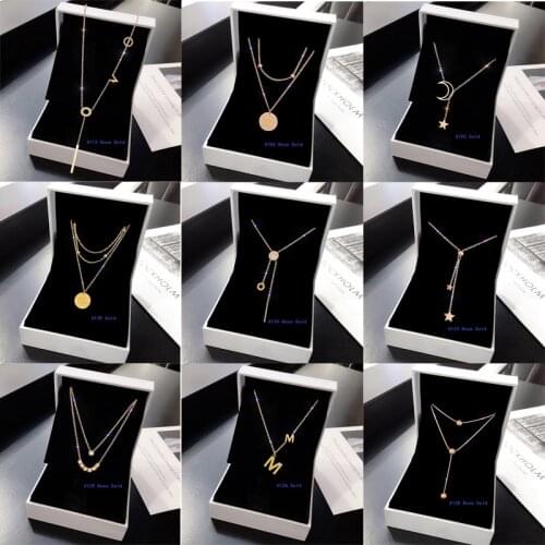 New Rose Gold Geometric Pendant Necklace Titanium Steel heart Roman Digital Cross Pendant Choker Collar Fashion Jewelry Gift