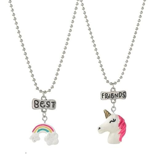 2PCs Best Friend Necklace Fashion BFF Rainbow Necklace For Women Christmas Gifts Birthday Gifts Choker Necklace naszyjnik