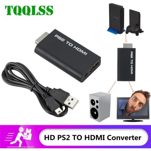 Portable PS2 to HDMI 480i/480p/576i Audio Video Converter with 3.5mm Audio Output Supports All PS2 Display Modes PS2 TO HDMI