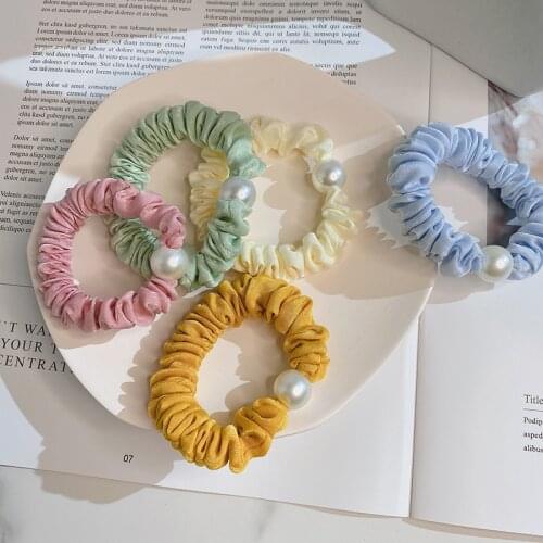 3pcs/lot Women Hair Ties Elastic Hair Band Satin Pearl Colorful High Elasticity Hair Rubber Band Girls Hair Accessories 2021 New