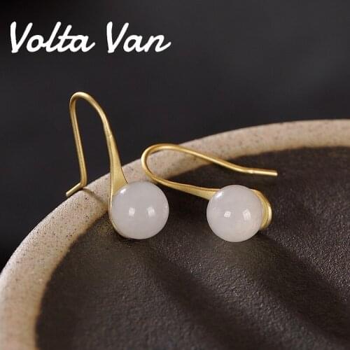 Volta Van 925 Sterling Silver Drop Earrings Jade Pendientes Plata 2021 New Elegant Luxury Fine Jewelry Vintage Concise Earrings