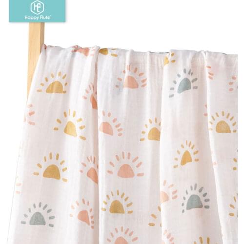 Happy Flute 1Pc Muslin 100% Cotton Baby Swaddles Soft Newborn Blankets Black White Gauze infant wrap
