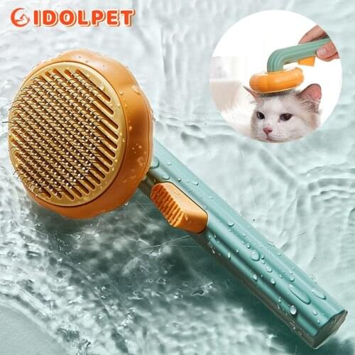 Pumpkin Self Cleaning Slicker Comb for Dog Cat Puppy Rabbit, Grooming Brush Tool Gently Removes Loose Undercoat Tangled Hair