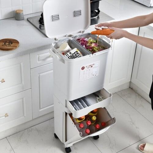 Modern Nordic Trash Can Cover Large Garbage Bag Waste Separation Trash Can Sorting Japanese Vuilnisbak Cleaning Tools ED50TC