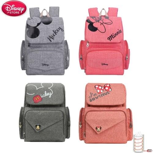 Disney Mickey Minnie Bag Mummy Diaper Bag Safety Lock Baby Anti Lost Wrist Link Large Capacity Backpack Disney Maternity Handbag