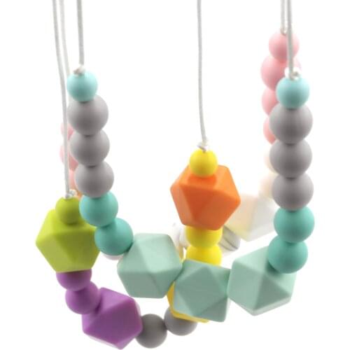 Sutoyuen 1pcs BPA Free Food Grade Silicone Necklace Baby Chew Teething Necklace Jewelry Pacifier Chewable Teether for Mom Wear