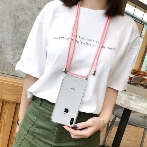 Correa de cadena, funda de telefono para Huawei P30 P20 Lite Honor 20Pro v20 P20Lite p30, funda con cinta, collar, cordon