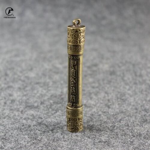 Vintage Copper China Ruyi hoop stick Model Ornaments Desk big Decorations Military Ear a spoon Tea pet Figurines Home Crafts