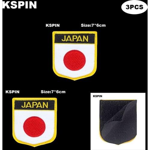 National Flag Patch Hook Loop Japan Badges Armband 3D Stick on Jacket Backpack Stickers