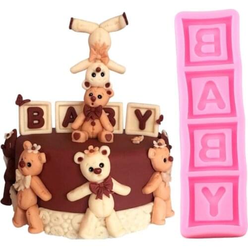 Letters Silicone Mold Polymer Clay Resin Mould Baby Birthday Cake Border Fondant Cake Decorating Tools Chocolate Gumpaste Moulds