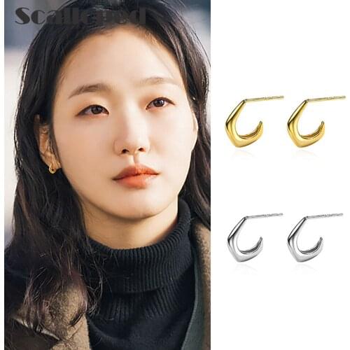 SCALLOPED Vintage Minimalist Metal Earrings For Women Simple Geometric C Shape Design 2021 New Trendy Ear Exquisite Jewelry