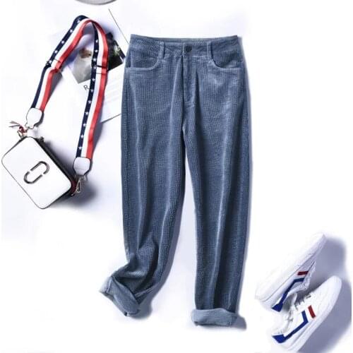 2020 Women Casual Straight Pants Autumn Corduroy Pants Warm Female Lady Office Pants Trousers Autumn Hrem Pants