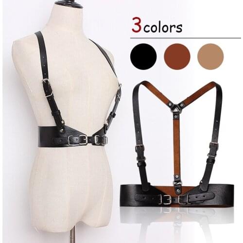 Women Fashion Faux Leather Harness Suspender Corset Belt Adjustable Pin Buckle Girdle Denim Skirt Shirt High Waist Thin Belts