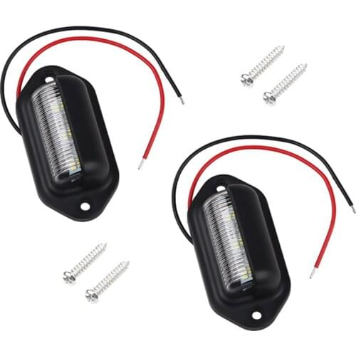 1 Pair 9-30V Truck light car license plate light highlight 6 LED waterproof passenger car trailer truck ship decorative light