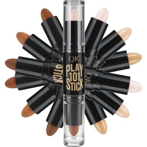 1pc Double Head Face Highlighter Makeup Bronzer Shimmer Play Stick Create 3D face Full Cover Blemish Concealer Stick