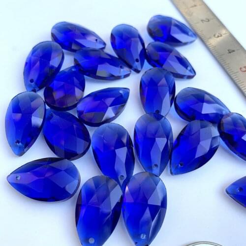 10 PCS Blue Teardrop Crystal Prism Hanging Chandelier Accessories Sun Catcher Necklace Earrings Jewelry DIY Accessories 20MM