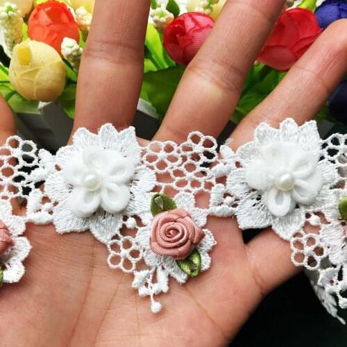 10x Vintage Polyester Rose Flower Mesh Embroidered Lace Trim Ribbon French Fabric Bridal DIY Wedding Dress Sewing Craft Garment