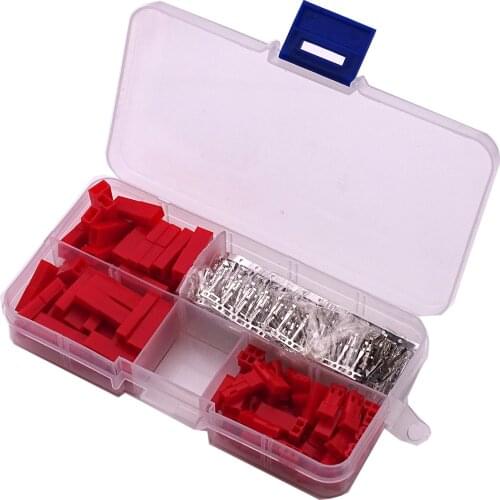 300Pcs 2.54mm JST SYP 2-Pin Female & Male Red Plug Housing Crimp Terminal Connector Kit DIY Kit
