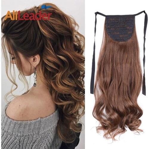 Alileader 20 inches Long Straight Pure Blonde Colors Synthetic Pony Tail Hairpiece Ribbon Drawstring Ponytail Extension Hair
