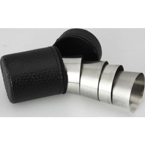 4Pcs/Set 30ML Stainless Steel Polished Wine Drinking Shot Glasses Cup With Leather Cover Case Bag Barware For Home Kitchen Bar