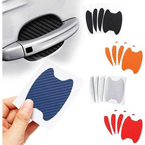 4Pcs Car Door Sticker Carbon Fiber Scratches Resistant Cover Universal Auto Handle Protection Film Exterior Styling Accessories