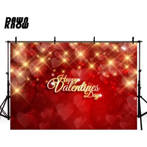 DAWNKNOW Golden Shimmer Photography Background Red Heart Valentine’s Day Photographic Backdrops Couples love Photocall lv1338