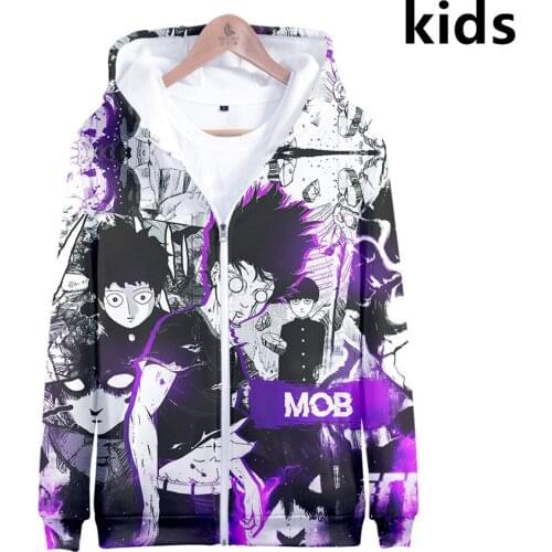 3 To 14 Years Kids Hoodies Mob Psycho 100 Printed Boys Girls Sweatshirt Mobu Saiko Hyaku Cartoon Jacket and Coats Teen Clothes