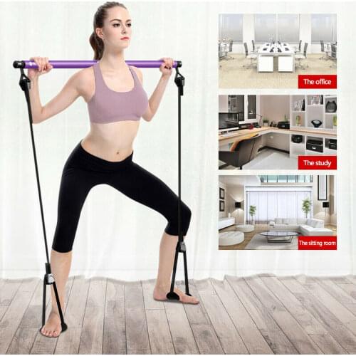 Pilates Exercise Stick Toning Bar Fitness Home Yoga Gym Body Workout Body Abdominal Resistance Bands Rope Puller
