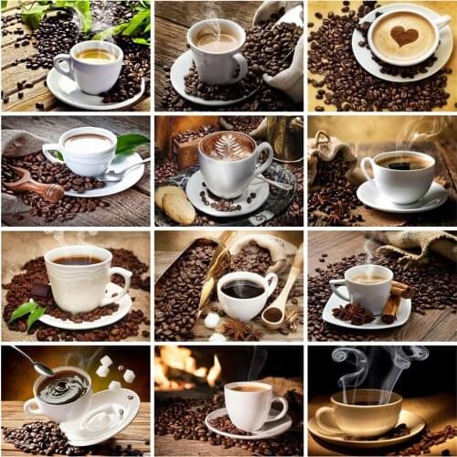 EverShine Diamond Painting Full Square Coffee Cross Stitch Diamond Embroidery Landscape Picture Rhinestones Home Decoration