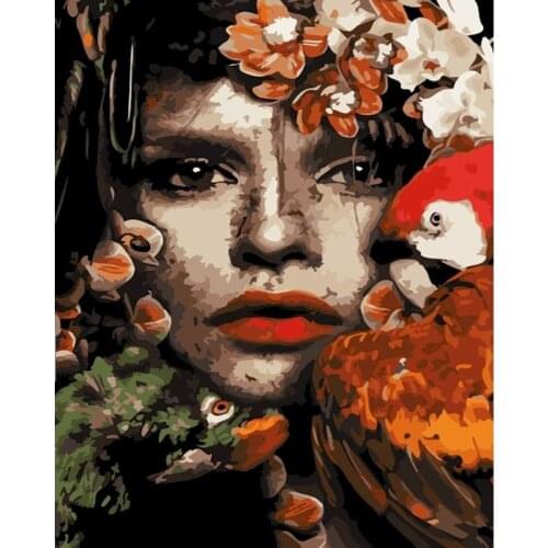 GATYZTORY Frame DIY Painting By Numbers Wall Art Canvas Painting Flower Woman Paint By Numbers Coloring By Numbers Home Decor Ar