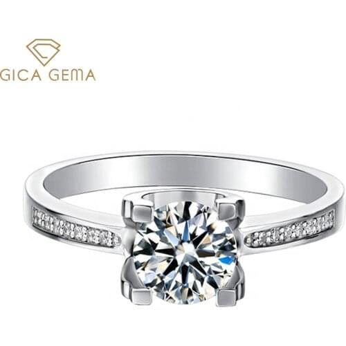GICA GEMA 1.0ct Moissanite Diamond Rings 100% 925 Sterling Silver Jewelry For Women Engagement Anniversary Party Female Gifts