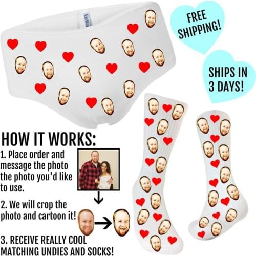 Personalized bride panties bridal shower gift- bride socks - photo socks - bride undies bachelorette hen party gifts