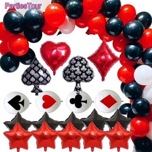 Casino Decoration Balloons Las Vegas Decorations Adult Poker Ballon Helium Foil Ball Casino Birthday Party Supplies