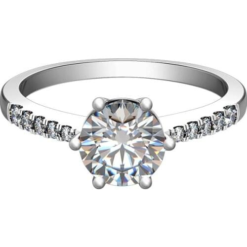 1Ct Well man made Diamond Ring paved Diamond Ring Solid 925 Sterling Silver Engagement Ring White Gold Color Prmoise Ring