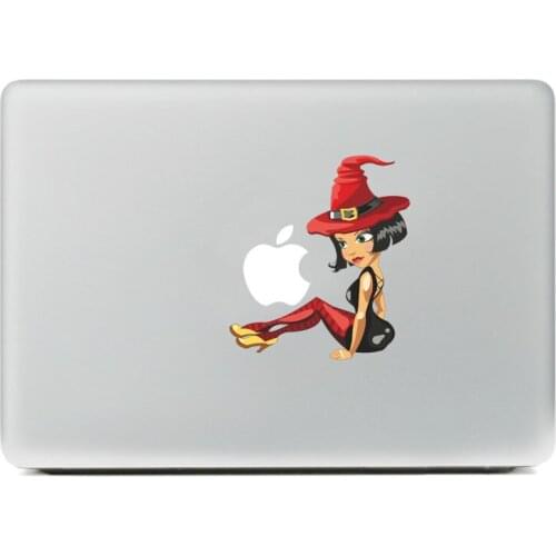 Red Hat sexy witch Vinyl Decal for DIY Macbook Pro 13 15 inch and Air 11 13 inch Decal Skin Laptop Sticker
