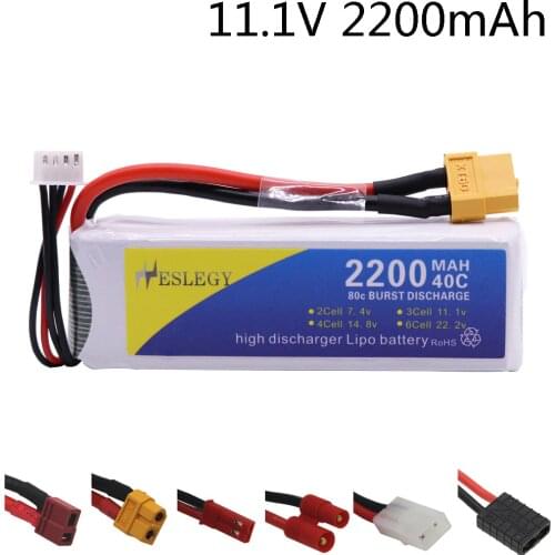 11.1V 2200mAh 3S LiPo Battery XT60/T/JST/Plug For RC Car Airplane Helicopter High Power 11.1 v Battery for RC toys accessories