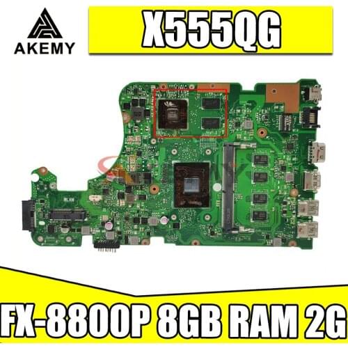 Akemy For ASUS X555YI X555YA X555D A555DG X555QG X555Y notebook mainboard motherboard FX-8800P CPU 8GB RAM 2G-GPU tested full ok
